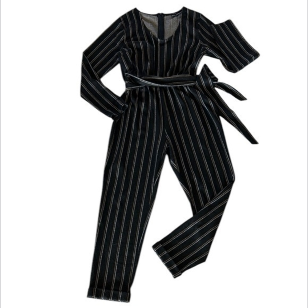Alison Andrews Striped belted Jumpsuit size large